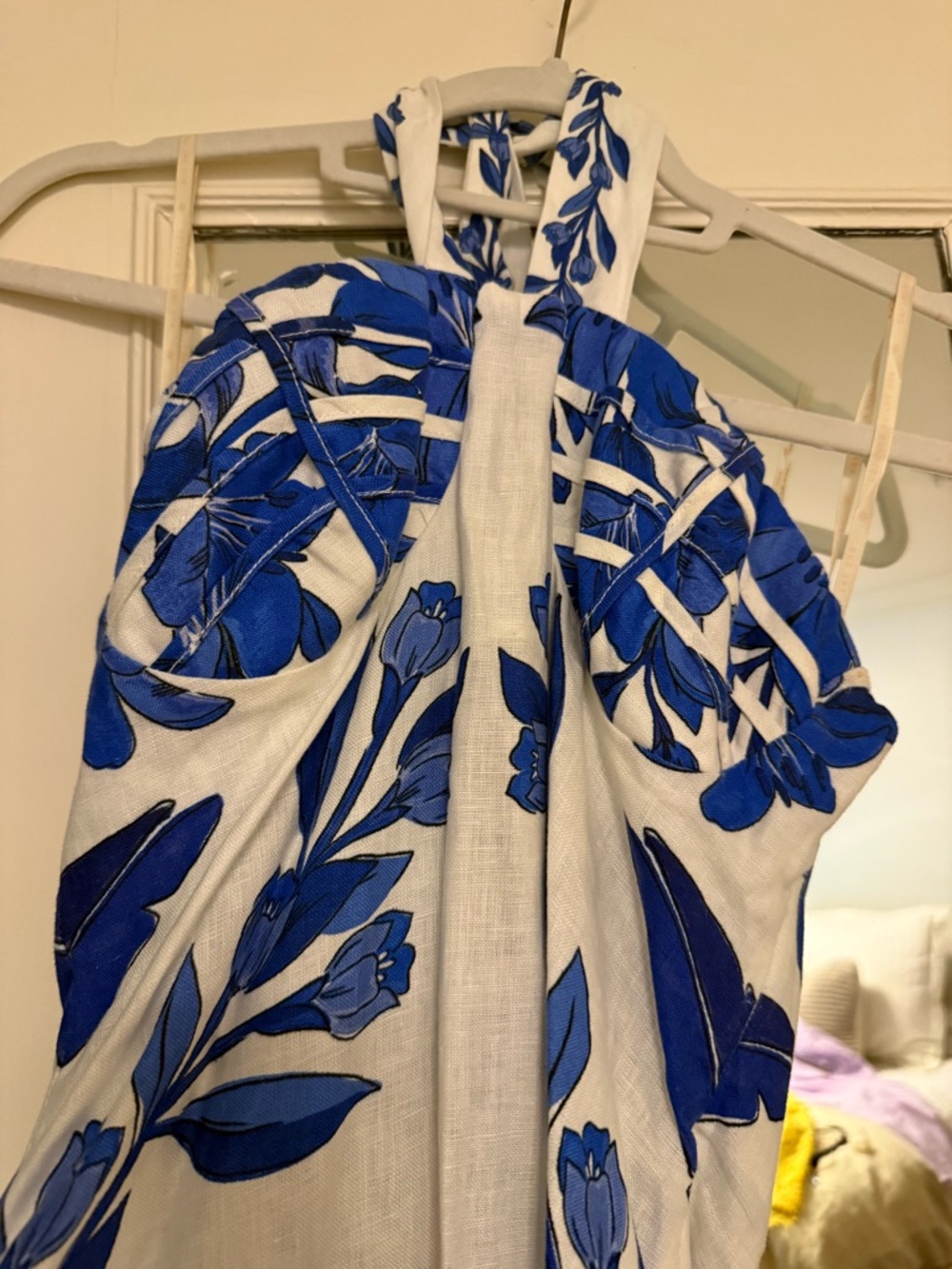 FARM Rio Blue and White Floral Halter Maxi Dress - Picture 2 of 4